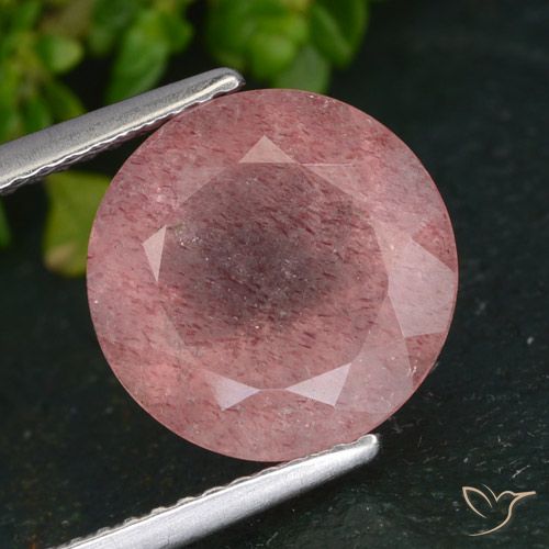 4.31ct 자연스러운 로즈 핑크 딸기 석영, 둥근, 투명한