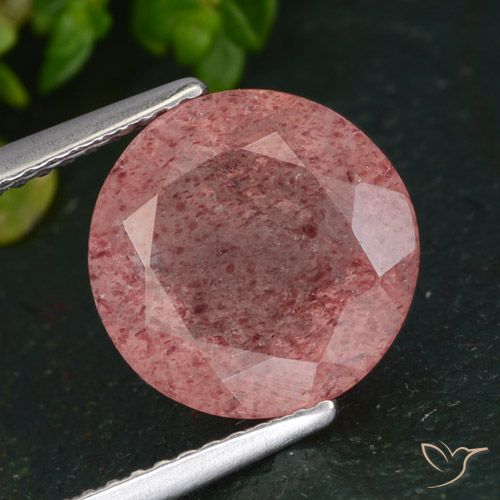 4.29ct 자연스러운 딥 핑크 딸기 석영, 둥근, 투명한