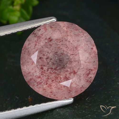 4.14ct 자연스러운 로즈 핑크 딸기 석영, 둥근, 투명한