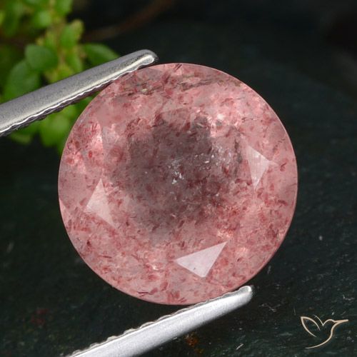 5.02ct 자연스러운 로즈 핑크 딸기 석영, 둥근, 투명한