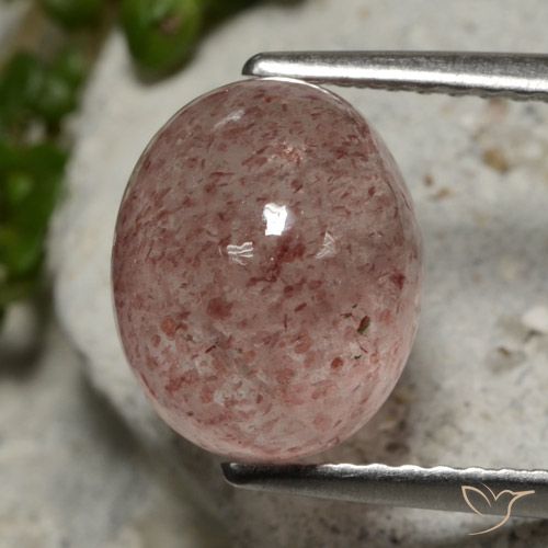4.01ct 자연스러운 다크 핑크 딸기 석영, 타원형, 투명한