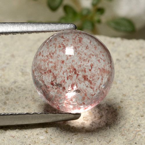 4.46ct 자연스러운 라이트 핑크 딸기 석영, 둥근, 투명한