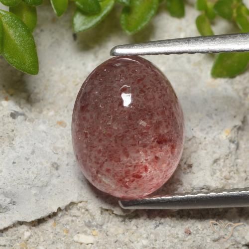 3.50ct 자연스러운 로즈 핑크 딸기 석영, 타원형, 투명한