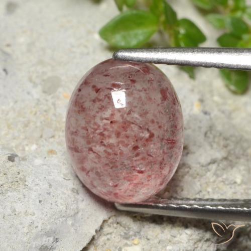3.36ct 자연스러운 미디엄 라이트 핑크 딸기 석영, 타원형, 투명한