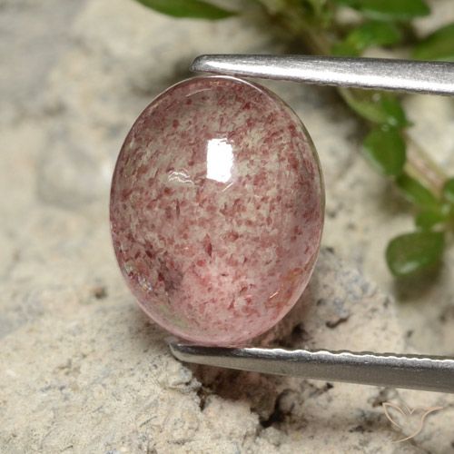 3.93ct 자연스러운 라이트 핑크 딸기 석영, 타원형, 투명한