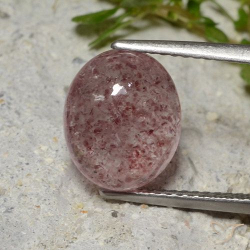 4.52ct 자연스러운 딥 로즈우드 핑크 딸기 석영, 타원형, 투명한