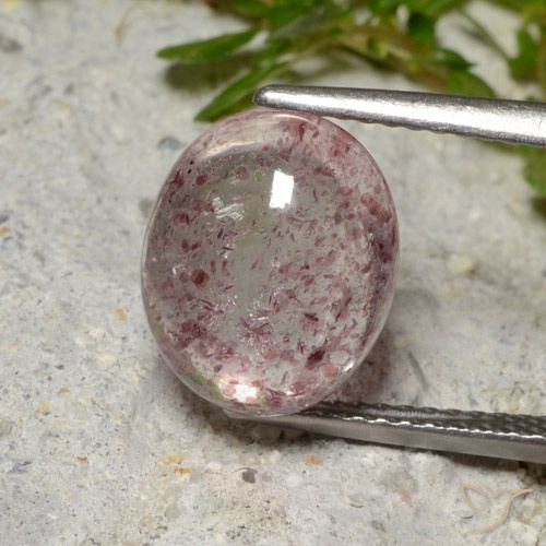 4.09ct 자연스러운 미디엄 핑크 딸기 석영, 타원형, 투명한