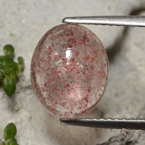4.25ct 자연스러운 미디엄 핑크 딸기 석영, 타원형, 투명한