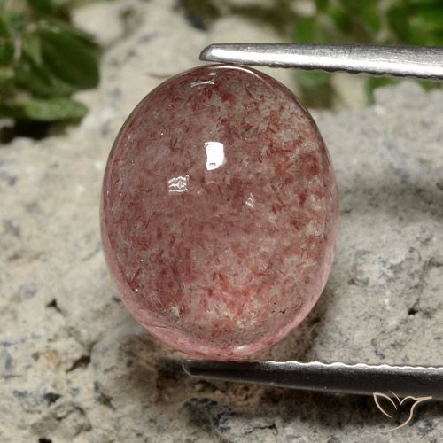 4.18ct 자연스러운 로즈 핑크 딸기 석영, 타원형, 투명한
