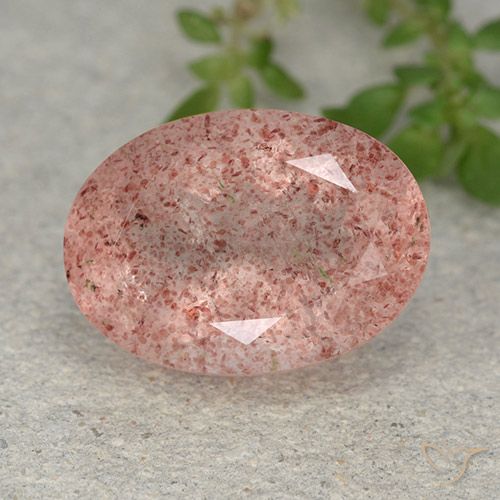 5.83ct 자연스러운 로즈 핑크 딸기 석영, 타원형, 투명한