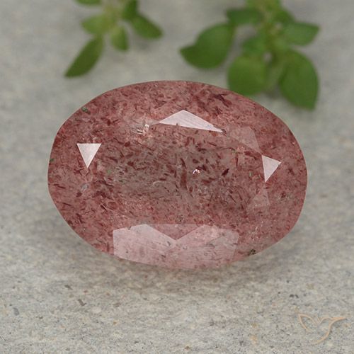 6.14ct 자연스러운 로즈 핑크 딸기 석영, 타원형, 투명한