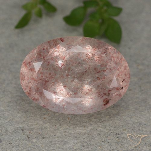 5.91ct 자연스러운 딥 로즈 핑크 딸기 석영, 타원형, 투명한