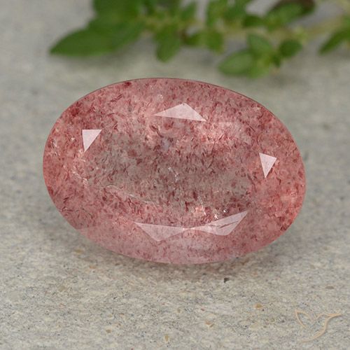 5.85ct 자연스러운 라이트 로즈 핑크 딸기 석영, 타원형, 투명한