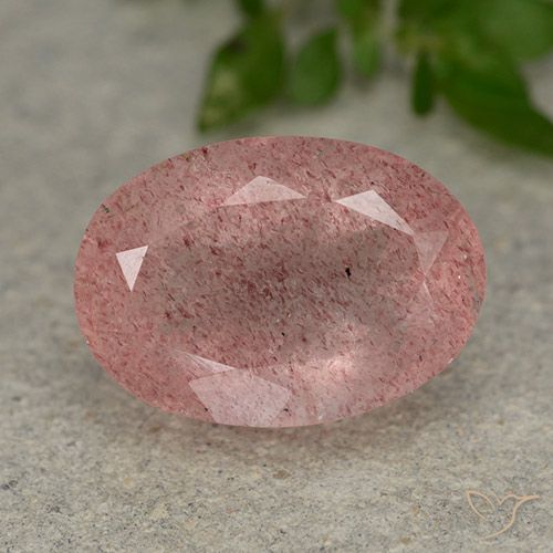 5.99ct 자연스러운 미디엄 라이트 핑크 딸기 석영, 타원형, 투명한