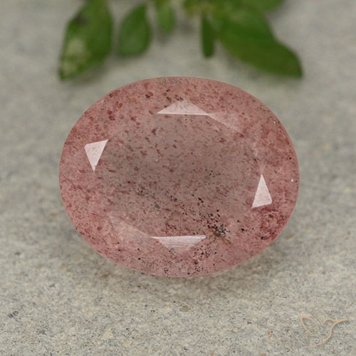 5.64ct 자연스러운 어시 핑크 딸기 석영, 타원형, 투명한