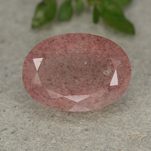 5.57ct 자연스러운 로즈 핑크 딸기 석영, 타원형, 투명한