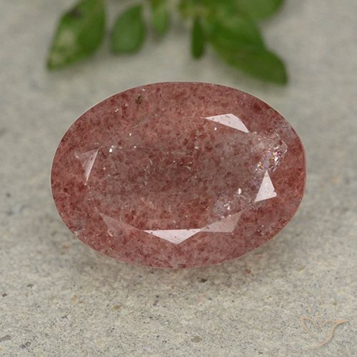 6.45ct 자연스러운 미디엄 핑크 딸기 석영, 타원형, 투명한