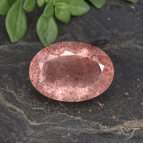 5.79ct 자연스러운 로즈 핑크 딸기 석영, 타원형, 투명한
