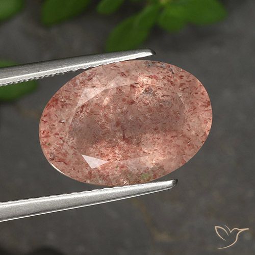 5.61ct 자연스러운 로즈 핑크 딸기 석영, 타원형, 투명한