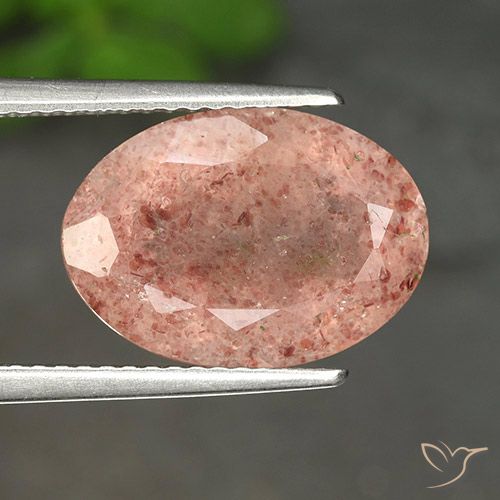 5.38ct 자연스러운 어시 핑크 딸기 석영, 타원형, 투명한