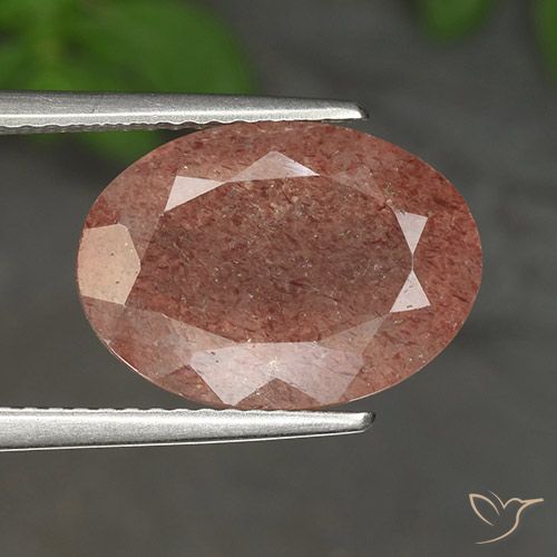 5.50ct 자연스러운 미디엄 핑크 딸기 석영, 타원형, 투명한