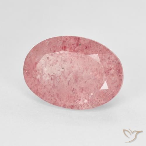 6.39ct 자연스러운 미디엄 핑크 딸기 석영, 타원형, 투명한