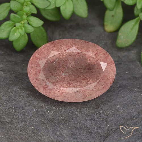 5.87ct 자연스러운 라이트 로즈 핑크 딸기 석영, 타원형, 투명한