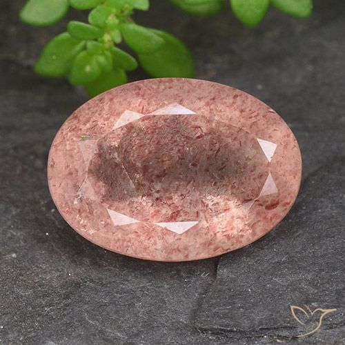 5.96ct 자연스러운 로즈 핑크 딸기 석영, 타원형, 투명한
