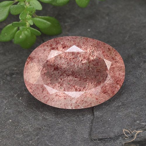 5.14ct 자연스러운 라즈베리 핑크 딸기 석영, 타원형, 투명한