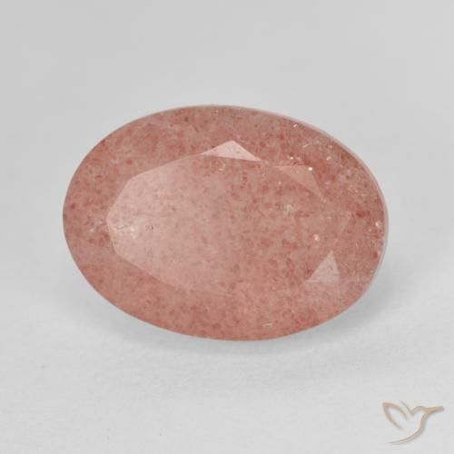 6.68ct 자연스러운 미디엄 핑크 딸기 석영, 타원형, 투명한