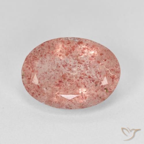 5.36ct 자연스러운 미디엄 핑크 딸기 석영, 타원형, 투명한