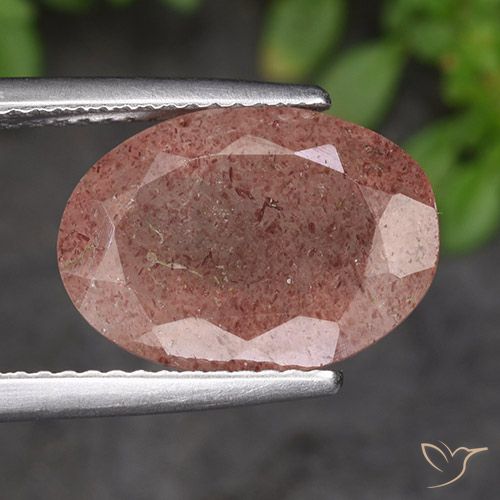 5.50ct 자연스러운 미디엄 핑크 딸기 석영, 타원형, 투명한