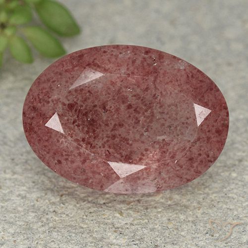5.61ct 자연스러운 다크 핑크 딸기 석영, 타원형, 투명한