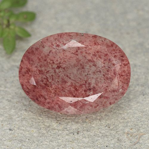 5.38ct 자연스러운 로즈 핑크 딸기 석영, 타원형, 투명한
