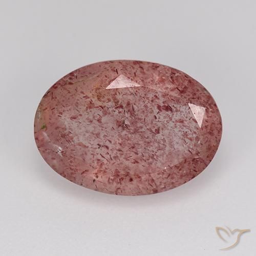 5.30ct 자연스러운 로즈 핑크 딸기 석영, 타원형, 투명한