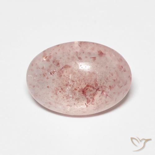 3.32ct 자연스러운 미디엄 핑크 딸기 석영, 타원형, 투명한