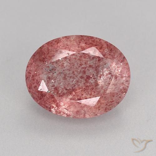 3.06ct 자연스러운 딥 핑크 딸기 석영, 타원형, 투명한
