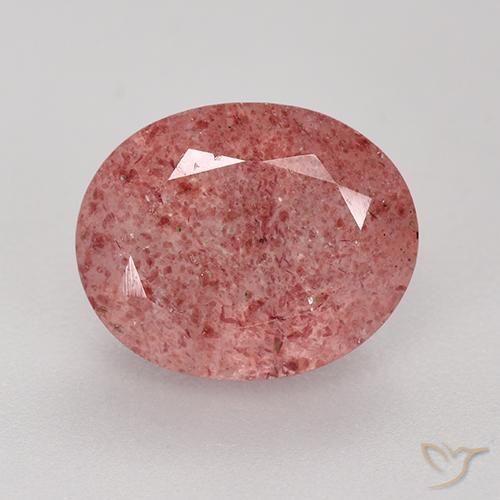 3.83ct 자연스러운 딥 핑크 딸기 석영, 타원형, 투명한