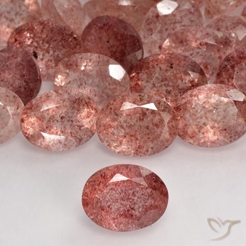 1.73ct 자연스러운 밝은 핑크 딸기 석영, 타원형, 투명한