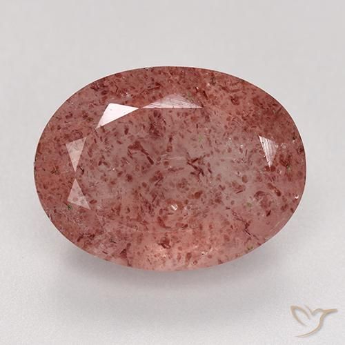 9.22ct 자연스러운 미디엄 핑크 딸기 석영, 타원형, 투명한