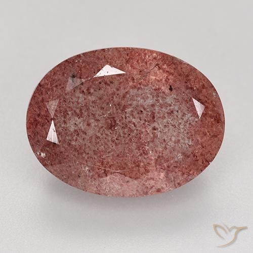 9.31ct 자연스러운 미디엄 핑크 딸기 석영, 타원형, 투명한