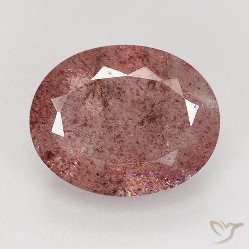 7.65캐럿 천연 미디엄 핑크 딸기 석영, 타원형 컷, 투명한