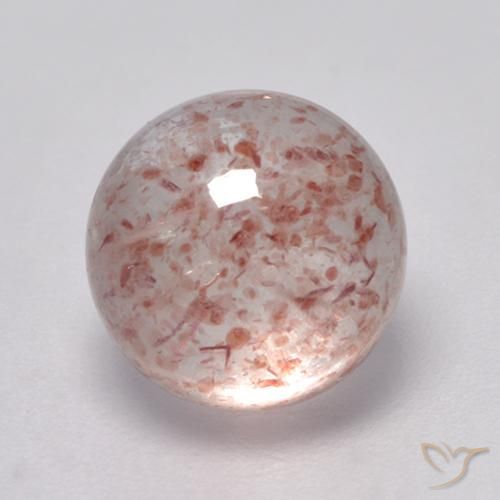 3.06ct 자연스러운 미디엄 핑크 딸기 석영, 둥근, 투명한
