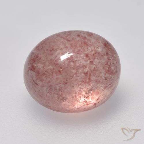 5.72ct 자연스러운 미디엄 라이트 핑크 딸기 석영, 타원형, 투명한