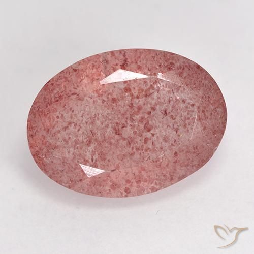 7.38ct 자연스러운 미디엄 핑크 딸기 석영, 타원형, 투명한