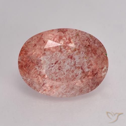1.94ct 자연스러운 로즈 핑크 딸기 석영, 타원형, 투명한