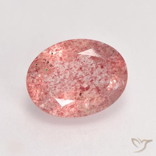 1.79ct 자연스러운 미디엄 라이트 핑크 딸기 석영, 타원형, 투명한