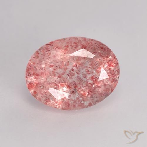 1.62ct 자연스러운 라이트 핫 핑크 딸기 석영, 타원형, 투명한