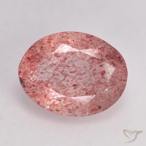 1.51ct 자연스러운 미디엄 라이트 핑크 딸기 석영, 타원형, 투명한