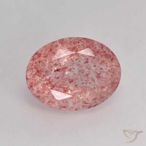 1.79ct 자연스러운 미디엄 라이트 핑크 딸기 석영, 타원형, 투명한